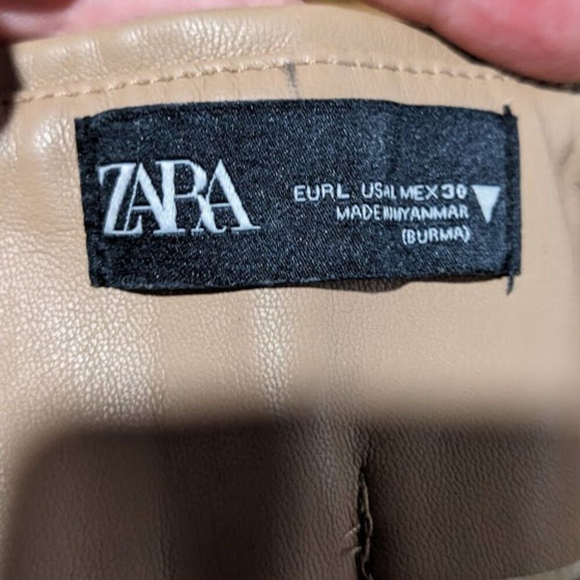 Zara | Faux Leather High-Rise Legging in Camel - Picture 5 of 11